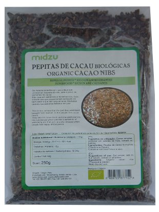 Pepitas de cacau biol�gicas Midzu 250g
